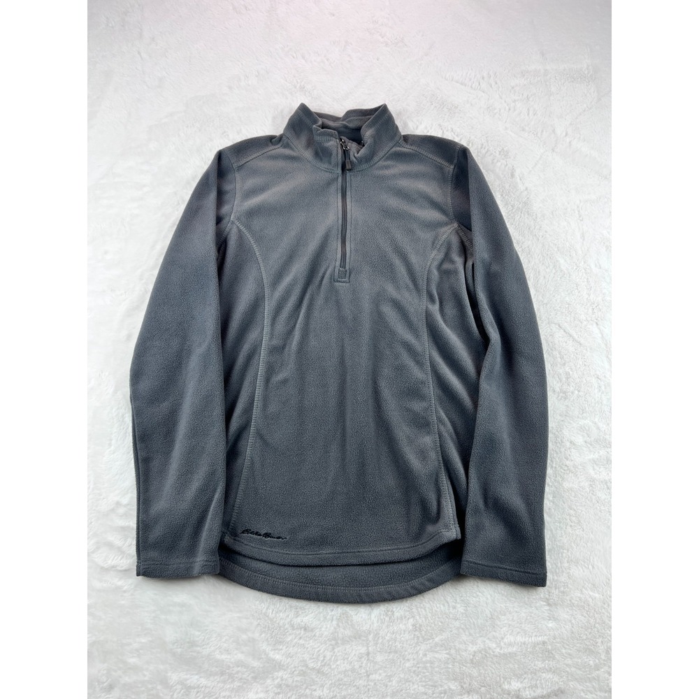 Eddie Bauer Womens XS Gray Quarter Zip Fleece Pullover Lightweight EB227